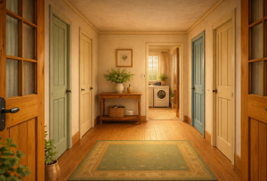  Clara’s house entrance with a warm and welcoming atmosphere