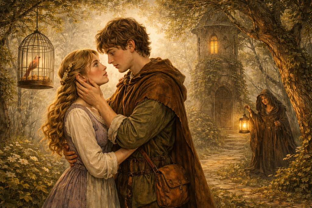 Illustration from Jorinde and Joringel fairy tale by the Brothers Grimm