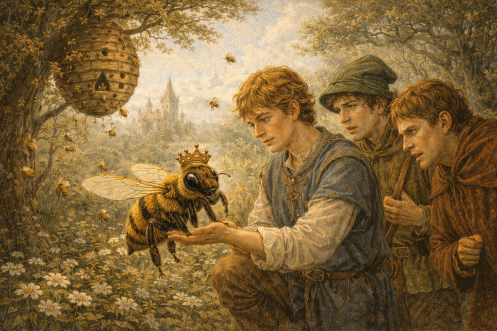 Illustration from The Queen Bee fairy tale by the Brothers Grimm