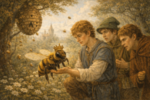  Illustration from The Queen Bee fairy tale by the Brothers Grimm